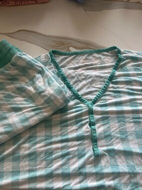 EUC Little Sleepies Women’s XXL Shorts Pajamas Aqua Gingham